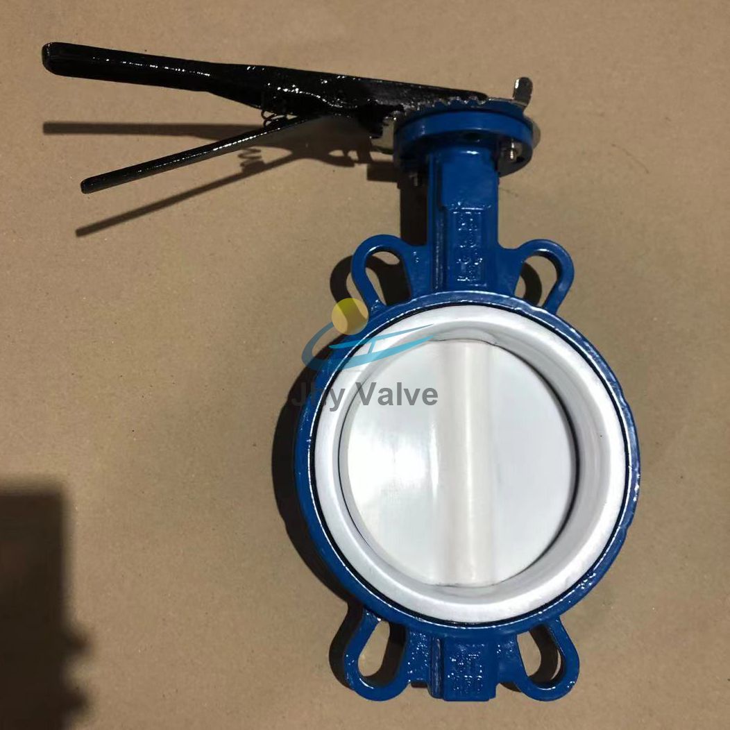 Class150 DN100 full PTFE lined wafer type butterfly valve price