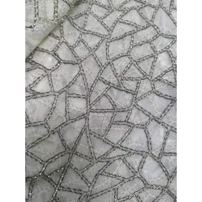 Mesh ground with beads embroidery