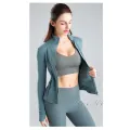Chaqueta deportiva ropa de yoga ajustada para mujer tops de manga larga de secado rápido cárdigan con cremallera ropa de fitness para correr