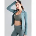 Chaqueta deportiva ropa de yoga ajustada para mujer tops de manga larga de secado rápido cárdigan con cremallera ropa de fitness para correr