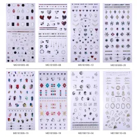 Fingernail Stickers Nail Art Nail Stickers Self-Adhesive Nail Stickers 3D Nail Decals - Shapes, Hearts
