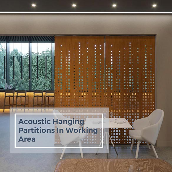 Las particiones colgantes acústicas decoran el área de trabajo