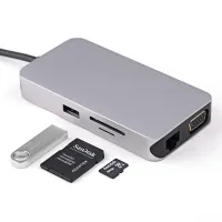 UC0201 USB-C-Hub mit 10 Anschlüssen   Dual Display HDMI + VGA