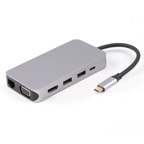 UC0201 10 Ports USB-C Hub   Dual Display HDMI + VGA