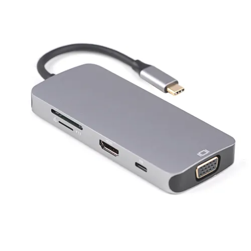 UC0503B 8 Ports USB-C Hub  Dual Display HDMI + VGA