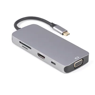 Hub USB-C 8 ports UC0503B   Dual Display HDMI + VGA