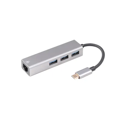 Hub USB-C 4 ports UC0801  RJ45 Ethernet + USB3.0 x 3