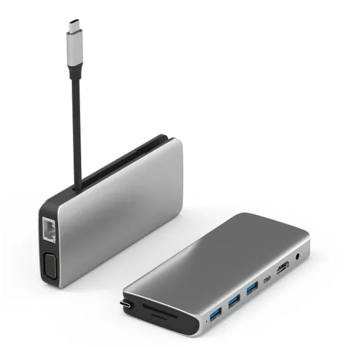 UC1801  10 Ports USB-C Hub Dual Display HDMI + VGA