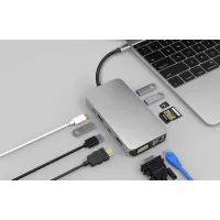 UC0205 11 Anschlüsse USB-C Hub   Triple Display HDMI + MDP + VGA