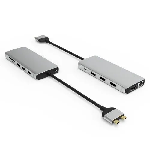 UC3308  12 Ports Dual USB-C Hub MST  for MacBook only  and Triple Display HDMI + HDMI + DP