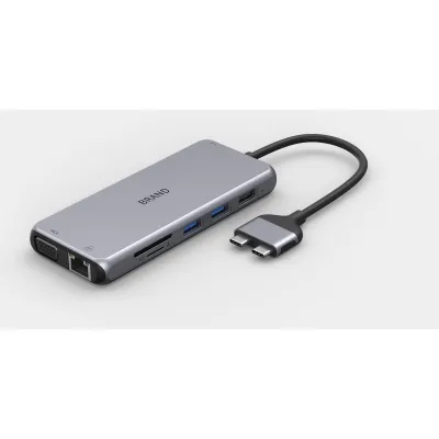 UC3301A 12 Ports Dual USB-C Hub MST  for MacBook only  and Triple Display HDMI + HDMI + VGA