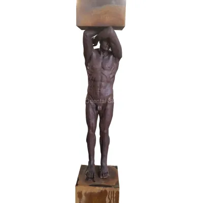 Бронзовая обнаженная статуя мускулистого мужчины Мужская фигура Художественная скульптура
