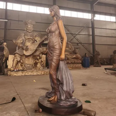Lebensgroße Bronze Frau Kunst Statue Kupfer Dame Kunst Skulptur