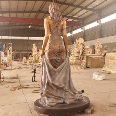 Estatua de bronce de tamaño natural para mujer, escultura de arte de cobre para mujer