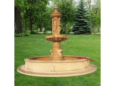 Marble Stone Water Fountain with Lady Statues
