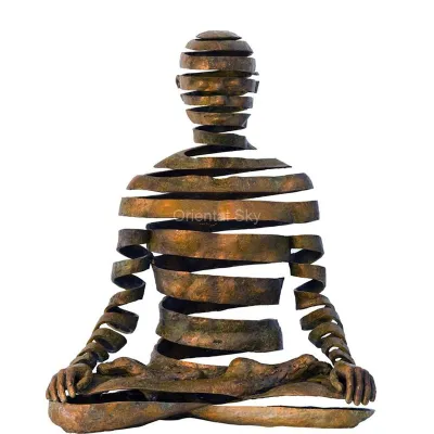 Estatua de figura de yoga de bronce de tamaño natural de estilo abstracto