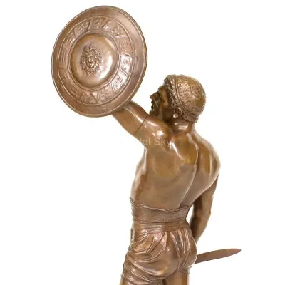 Statue en bronze de soldat romain antique grandeur nature Sculpture de figure d'homme