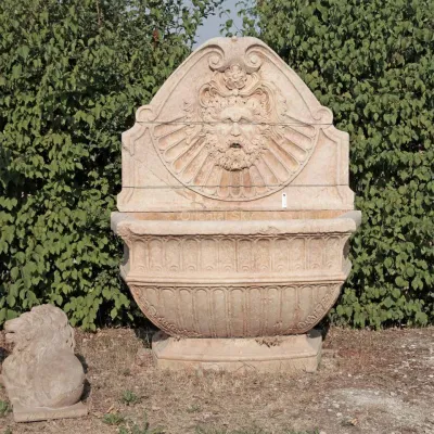 Fuente de pared de jardín de piedra de mármol beige de Italia