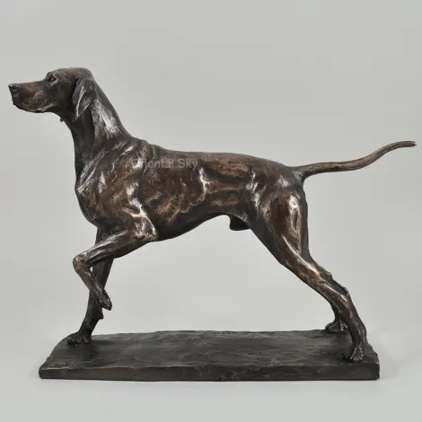 Scultura animale del metallo della statua del cane del puntatore in bronzo a grandezza naturale