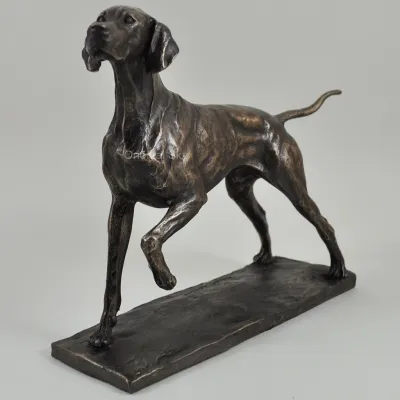 Escultura animal del metal del metal de la estatua del perro del puntero de bronce de tamaño natural