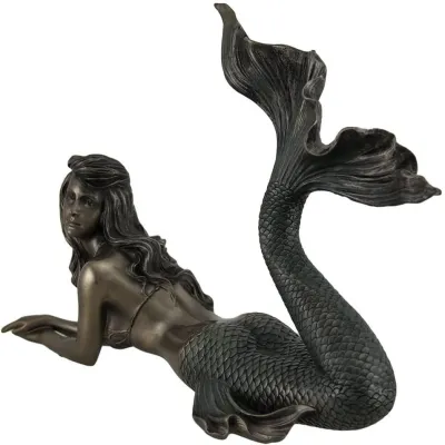 Scultura d'arte di sirena in metallo con statua di sirena in bronzo a grandezza naturale