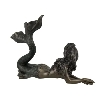 Scultura d'arte di sirena in metallo con statua di sirena in bronzo a grandezza naturale