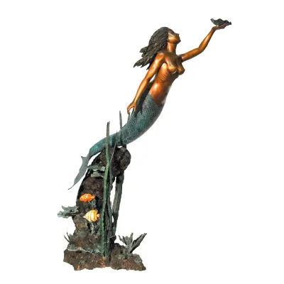 В натуральную величину бронзовая русалка морская статуя садовый фонтан