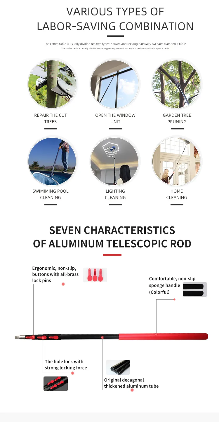 Poste telescópico de alumínio com trava de botão de mola