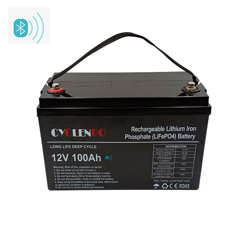 Con batería de iones de litio de Bluetooth 12V 100Ah LifePO4 para reemplazo de plomo ácido