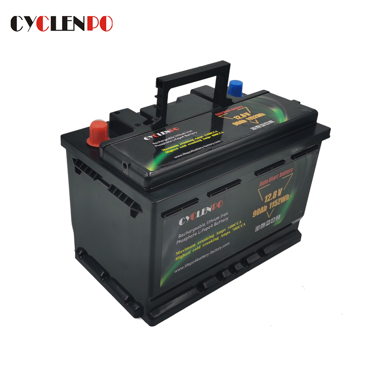 Batería de arranque de 12V 90Ah Lifepo4 de la fuente del fabricante para automotriz
