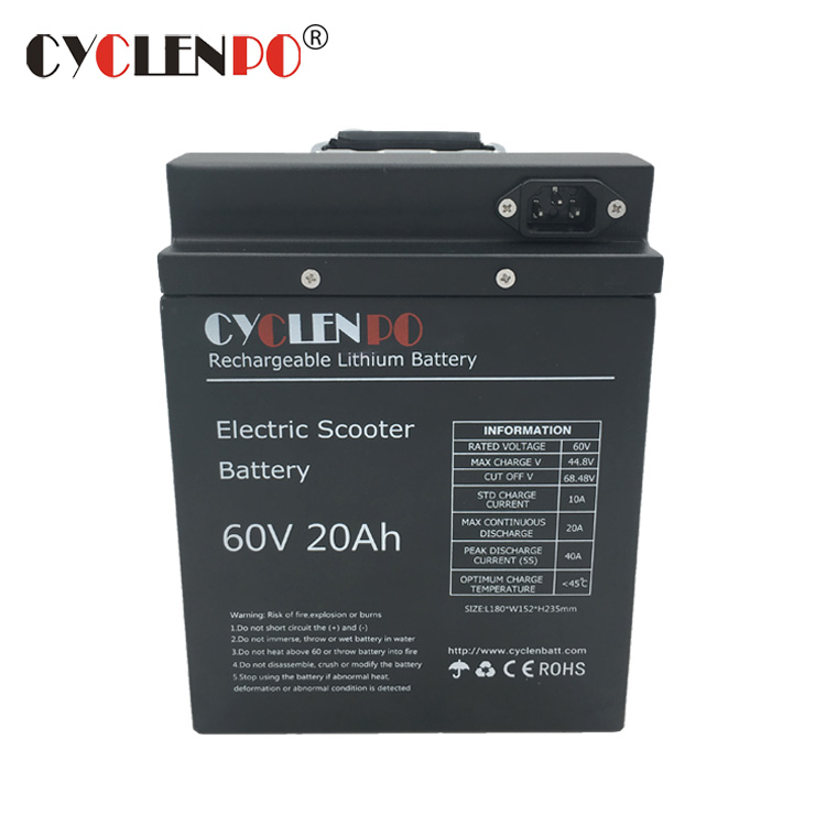 Batería de litio de 60v 20ah LiFePO4 para scooter eléctrico