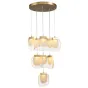 Square gold powder crystal chandelier stair long chandelier