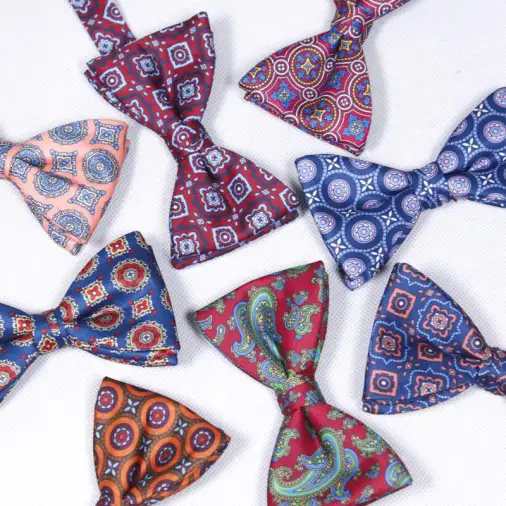 Silk like digital cheapest print bow tie imitated silk fabric bow ties for men wholesale
