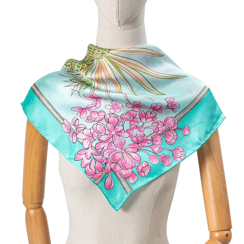 blue silk scarf digital print