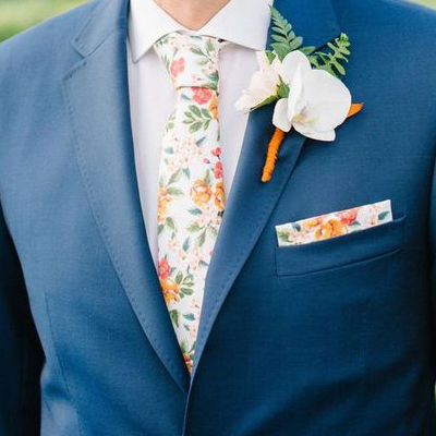 How to match wedding men's blue suit and tie-[Handsome tie]