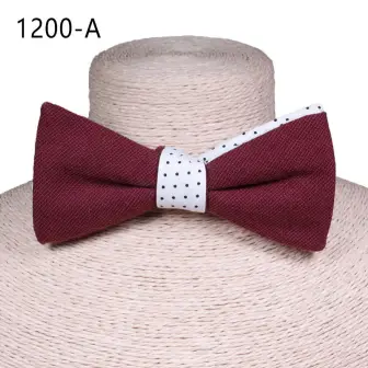 Wholesale 100% cotton small dot with plain custom bow tie