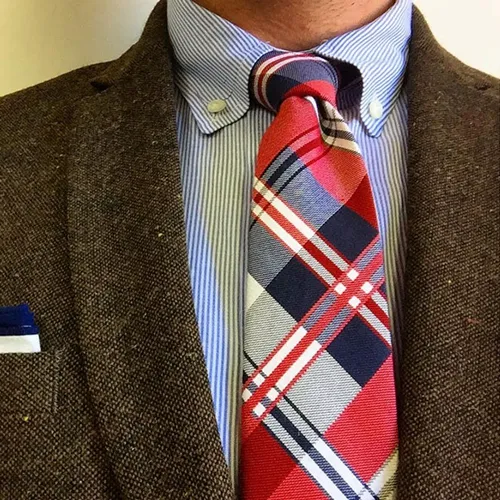 blue and white stripe tie
