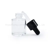高品质透明玻璃瓶，带滴管盖平肩瓶
