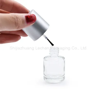 Botol cat kuku botol kaca bening berkualiti tinggi dengan berus