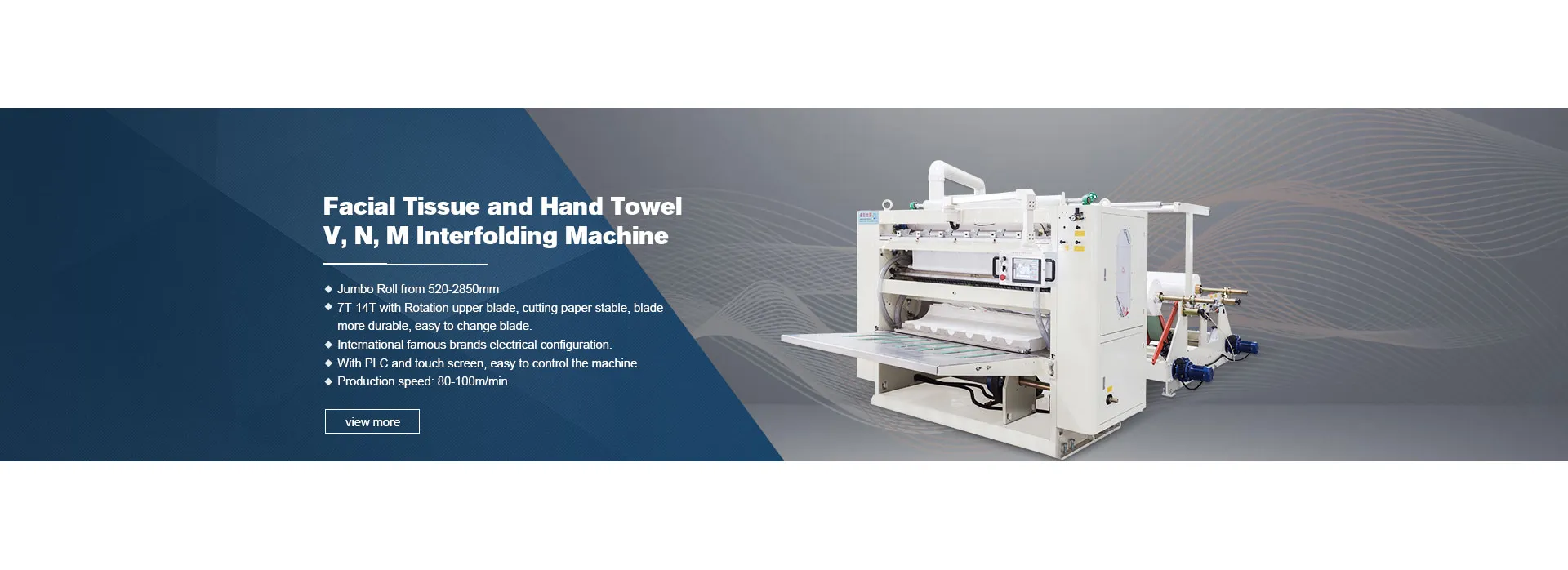 Facial Tissue and Hand Towel V, N, M Interfolding Machine