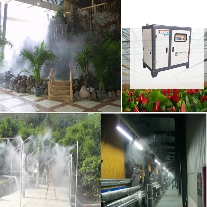High pressure fog system for cooling and dudusting