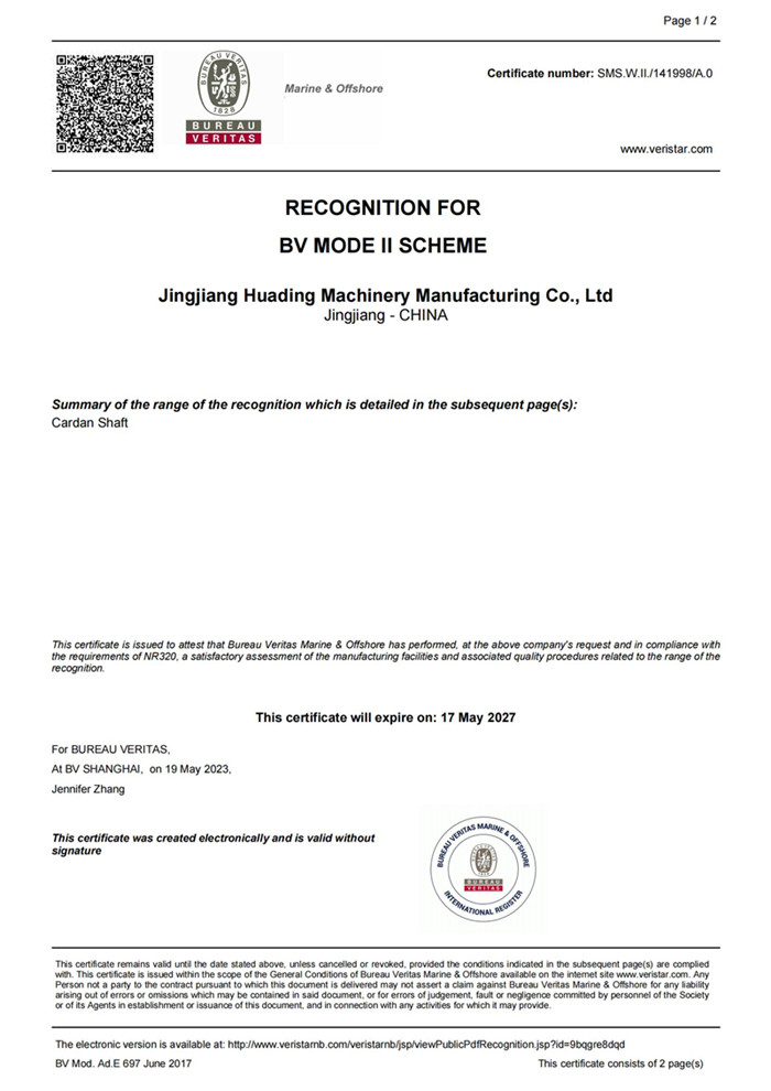 Company Achieves BV Classification Society Approval and Successful Delivery to Singaporean Shipping Company Company Achieves BV Classification Society Approval and Successful Delivery to Singaporean Shipping Company