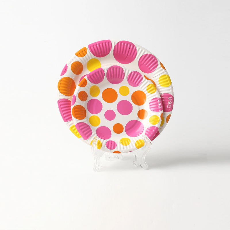 8" Round Film Laminated Colored Paper Plate