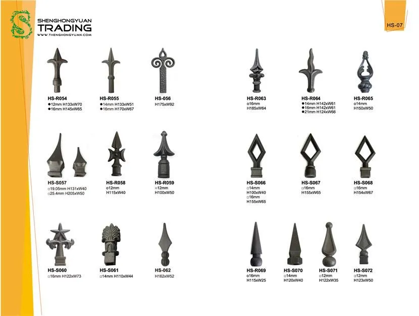 Decorative Cast Iron Railheads and Spearheads
