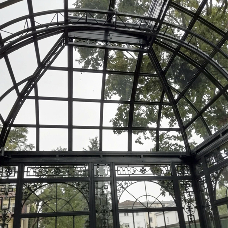 Garden Glass Roof Wrought Iron Pavilion