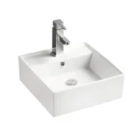 Bathroom White Square Countertop Ceramic Basin HY-5682A