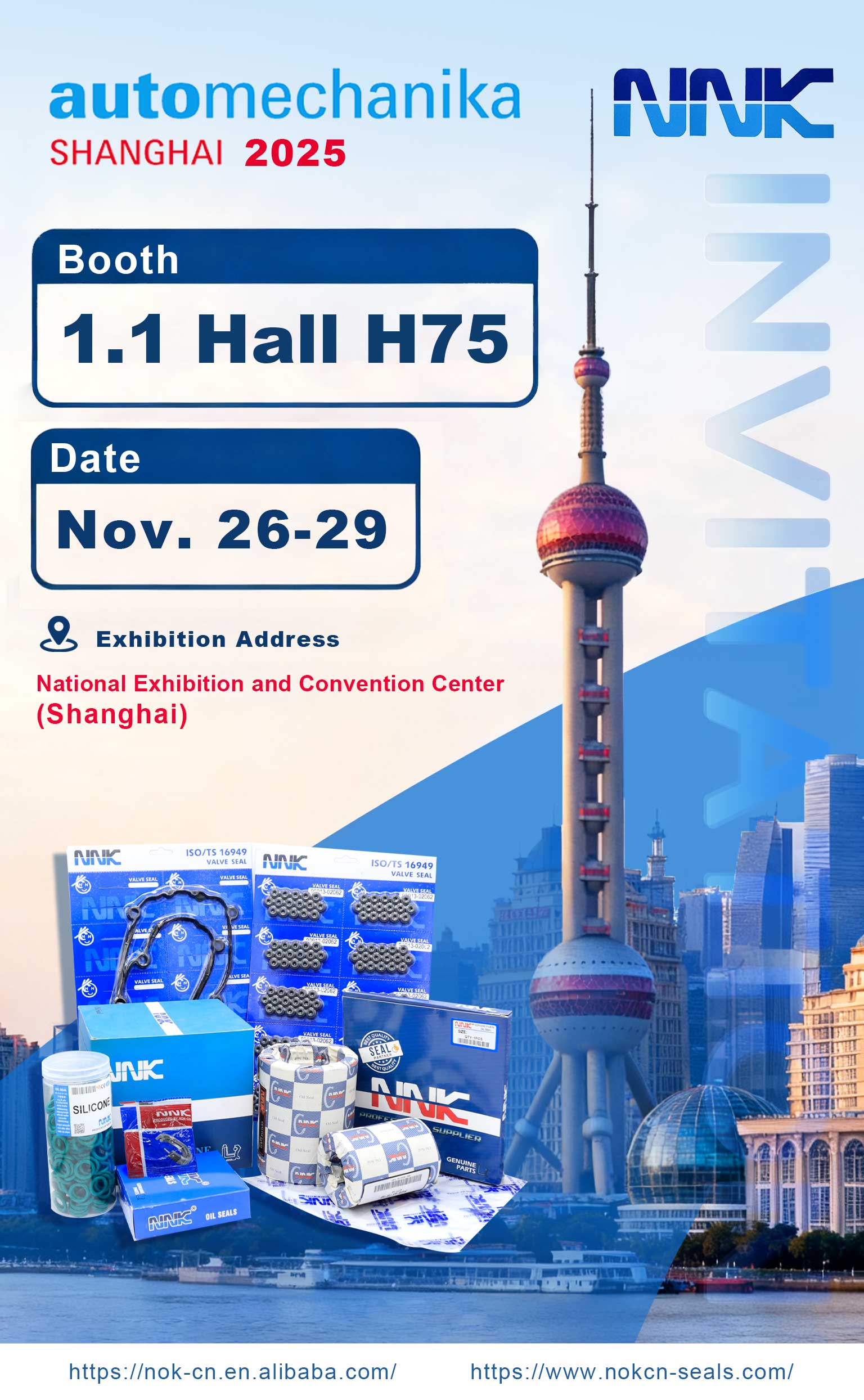NNK Oil Seal Factory to Showcase at Automechanika Shanghai – November 26–29, Welcome to Booth: 1.1 Hall H75!