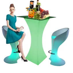 Moderno iluminado de 16 colores, control remoto inalámbrico, portátil, barra de cócteles, KTV Cafe, mesa led para bodas