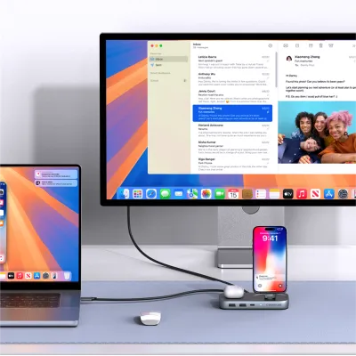 PU0901 3-in-1 iPhone Stand & Hub & Qi2 Wireless Charging