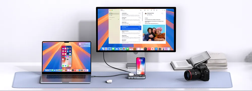 PU0901 3-in-1 iPhone Stand & Hub & Qi2 Wireless Charging